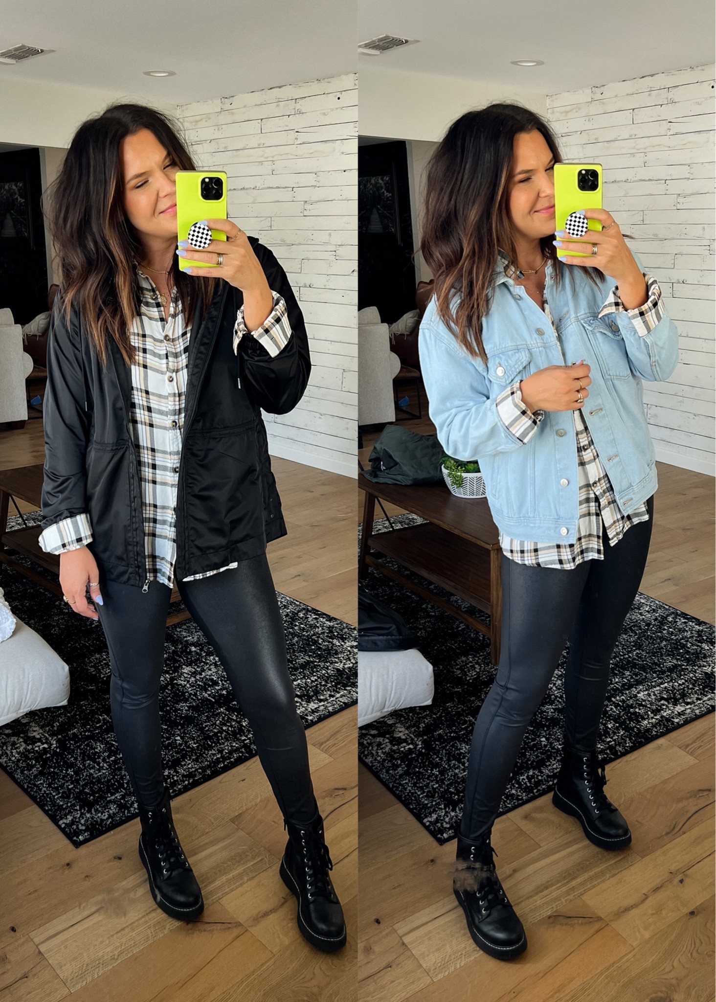 Flannel: XXL
Wind Jacket: Large
Denim Jacket: Large
Leggings: Large
Boots: True to Size

#LTKstyletip #LTKshoecrush #LTKunder50