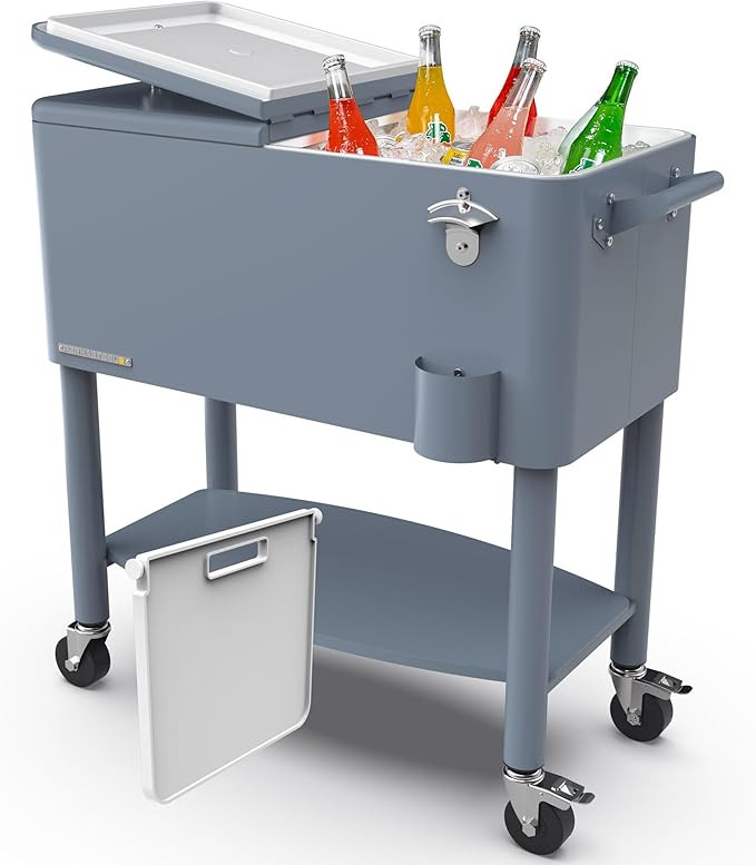 Permasteel Party Cooler with Divider, Spacious 80-Qt Capacity, Chills 36hrs, Serving Tray, Rollin... | Amazon (US)