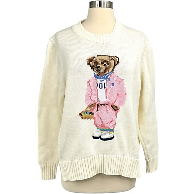 Ralph Lauren Polo Picnic Polo Bear Sweater Size L Ivory Pullover Women's  | eBay | eBay US