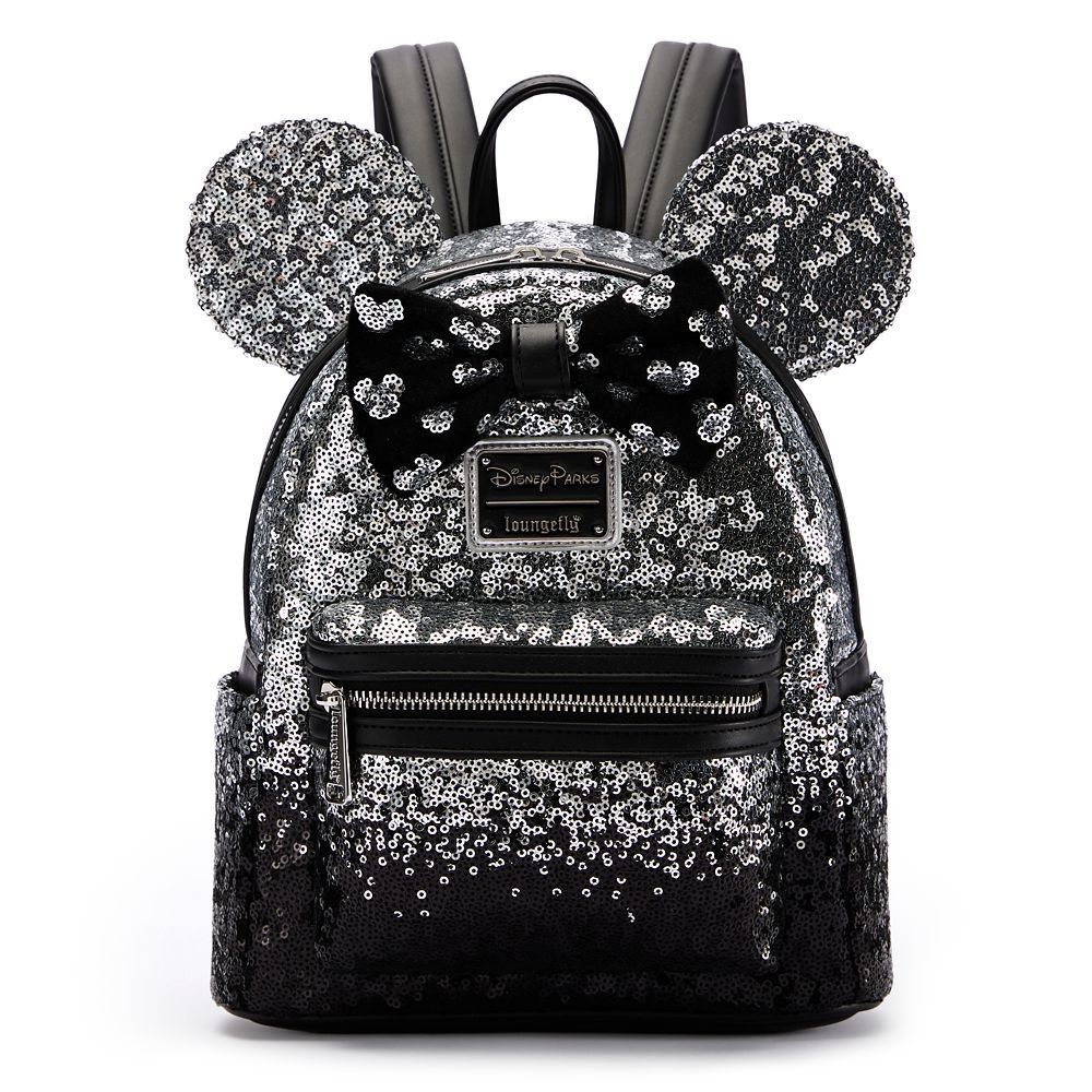 Minnie Mouse Sequined Loungefly Mini Backpack Silver and Black Official shopDisney | Disney Store