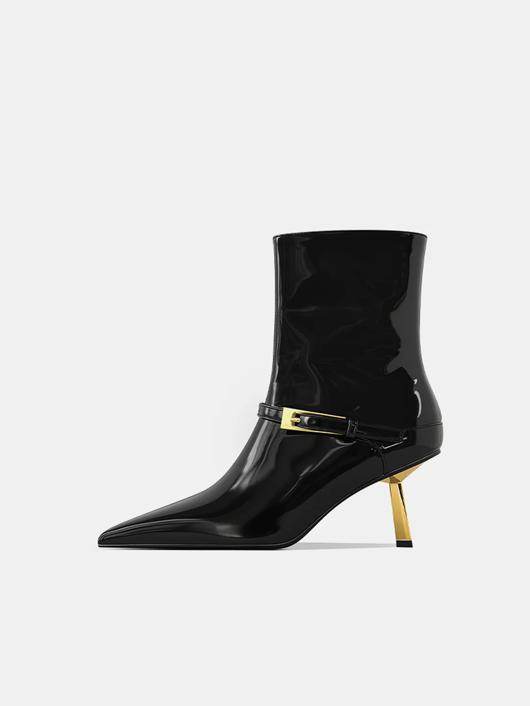 Patent PU Pointed Toe Stiletto Ankle Boots | Commense