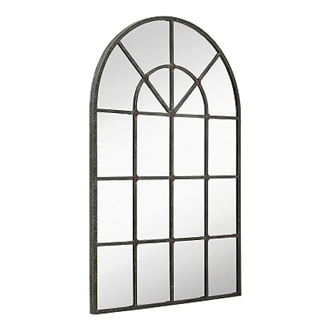 Hamilton Hills Metal 28x42 inch Classic Glass, Iron Arched Top Mirror | Large Decorative Window M... | Amazon (US)