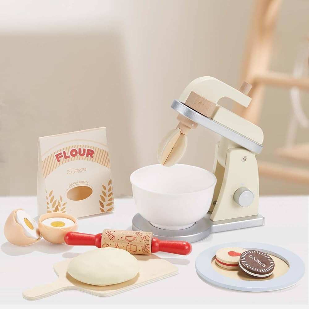 Giant Bean Wooden Toy Mixer, Kids Play Kitchen Accessories, Pretend Play Toy Blender for Boys Gir... | Amazon (US)