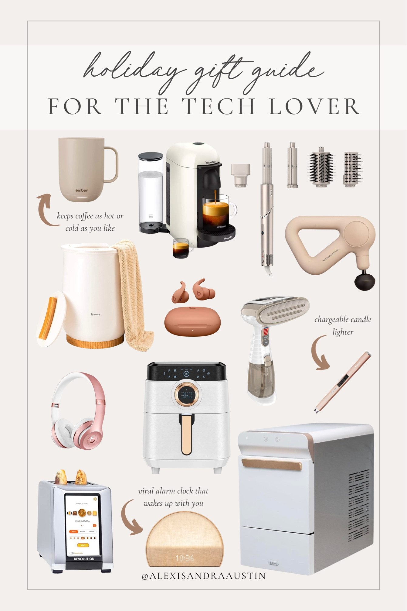 Holiday gift guide for the tech lover! From small gadgets to large, these finds are great for anyone on your list.

Holiday gift guide, for the tech lover, tech gift guide, found it on Amazon, coffee warmer, nugget ice maker, air fryer, steamer, Beats, electric lighter, smart toaster, massage gun, hair dryer, Nespresso, coffee maker, stocking stuffers, shop the look!

#LTKGiftGuide #LTKSeasonal #LTKHoliday