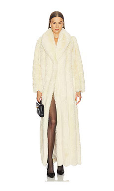 LOBA Luciana Faux Fur Maxi Coat in Cream from Revolve.com | Revolve Clothing (Global)