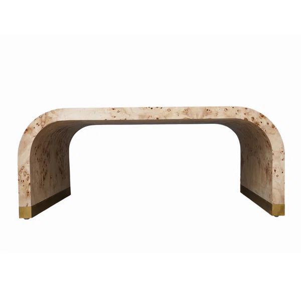 Tadao Burl Wood Veneer Coffee Table with Brass Accents | Wayfair North America