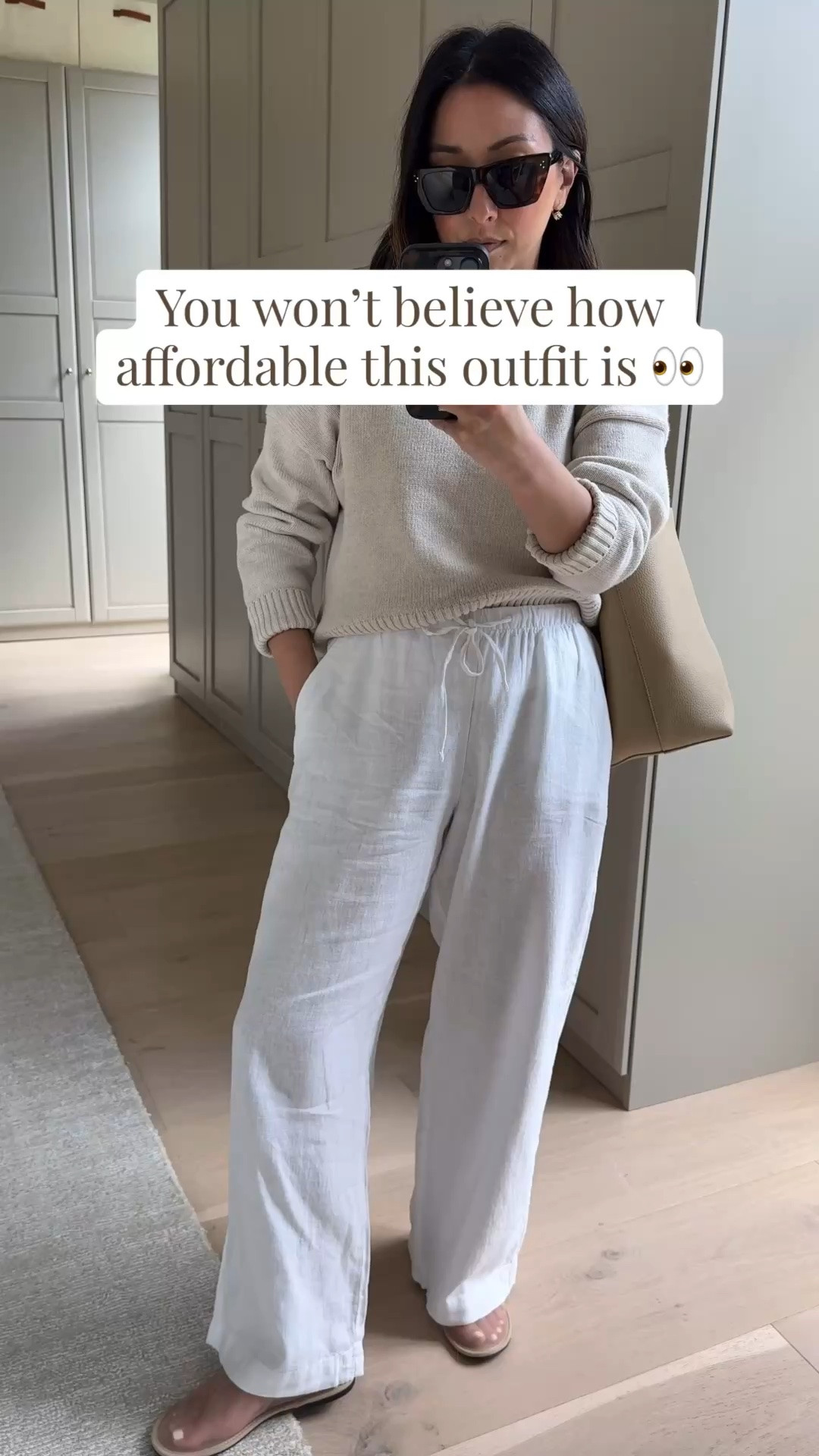 Look elevated on a budget. Everyday staples here all under $200. 

gap factory linen pants petite xs
Everlane box cut tee medium
Quince cotton sweater xs. I also have the small
Amazon mesh flats 5 - so comfy!
The row bag small - linked affordable options
Electric Picks earrings
Dorsey James necklace 15” -linked affordable option 
Celine sunglasses - linked affordable option 

Spring outfits 2026, petite style, summer outfits, linen pants

#LTKPetite #LTKootd #LTKSaleAlert