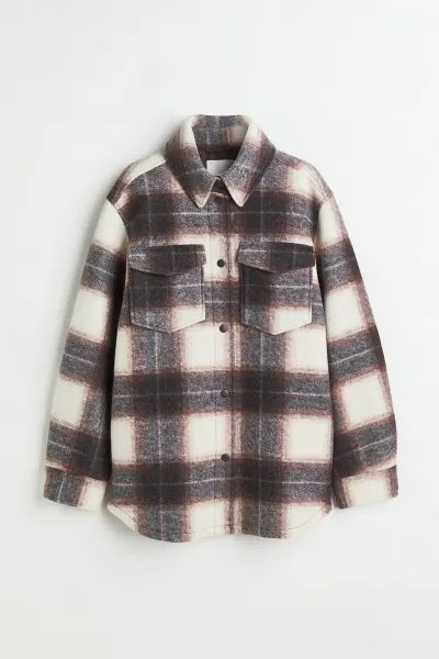 Shacket - Brown/white plaid - Ladies | H&M US | H&M (US + CA)