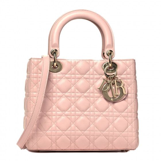 CHRISTIAN DIOR Lambskin Cannage Medium Lady Dior Pink | FASHIONPHILE | Fashionphile