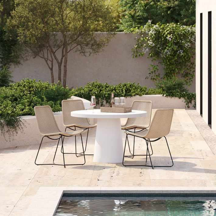 Concrete Indoor/Outdoor Pedestal Round Dining Table (32"–60") | West Elm (US)