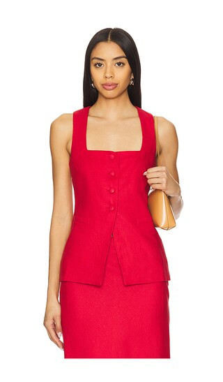 FAITHFULL THE BRAND Jackie Vest in Red. - size S | Revolve Clothing (Global)