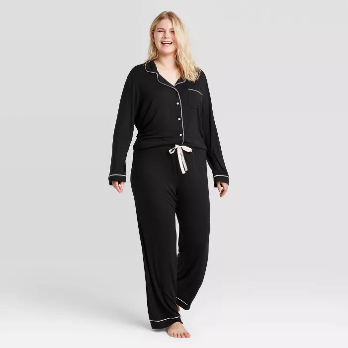 Women's Plus Size Beautifully Soft Long Sleeve Notch Collar Top and Pants Pajama Set - Stars Abov... | Target