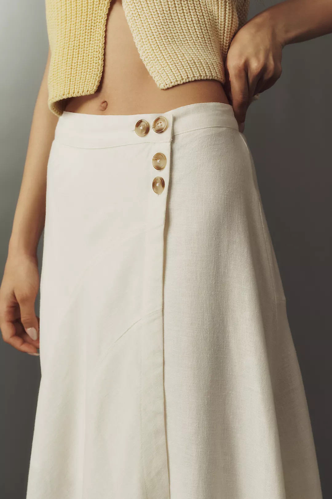 By Anthropologie Linen-Blend Mock Wrap Maxi Skirt | Anthropologie (US)
