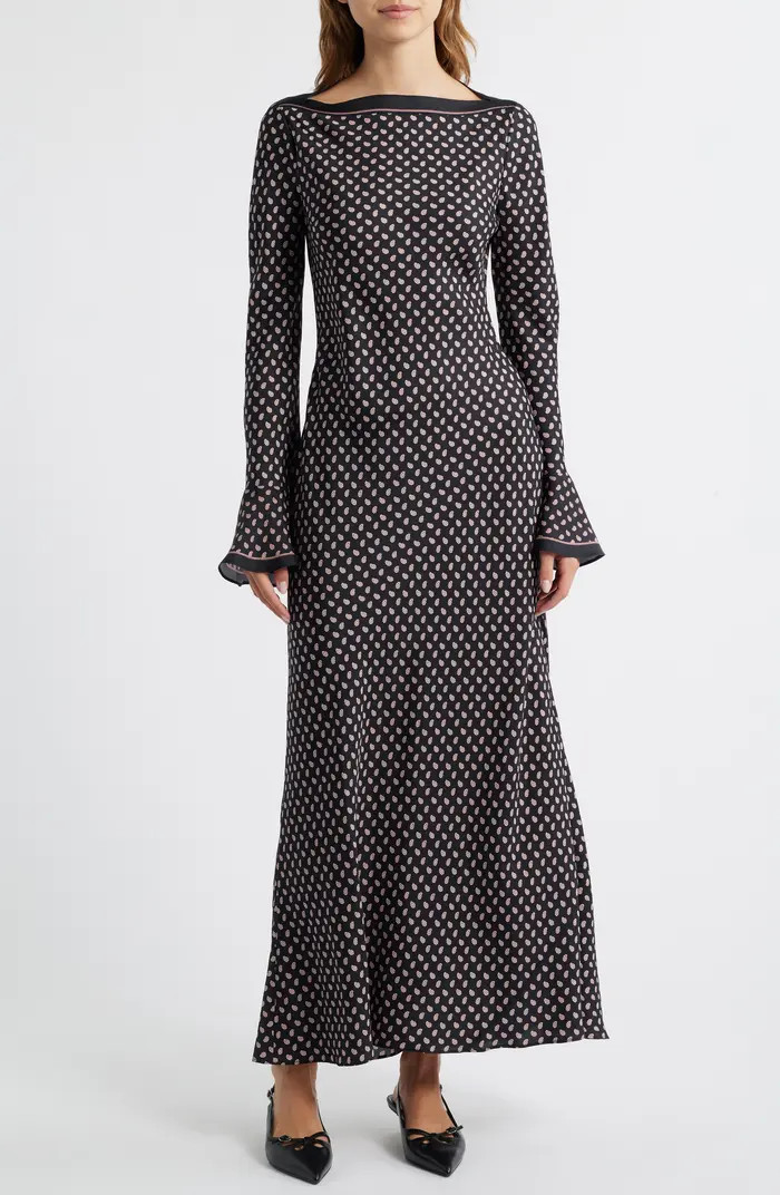 Daniva Long Sleeve Silk Blend Satin Maxi Dress | Nordstrom