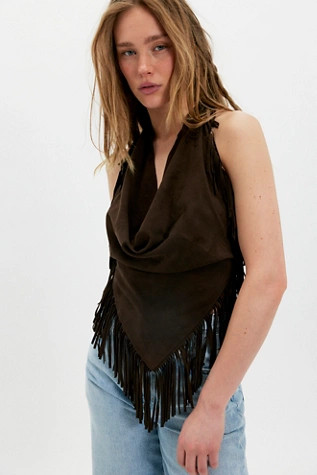 Understated Leather Madi Fringe Halter Top | Free People (UK)