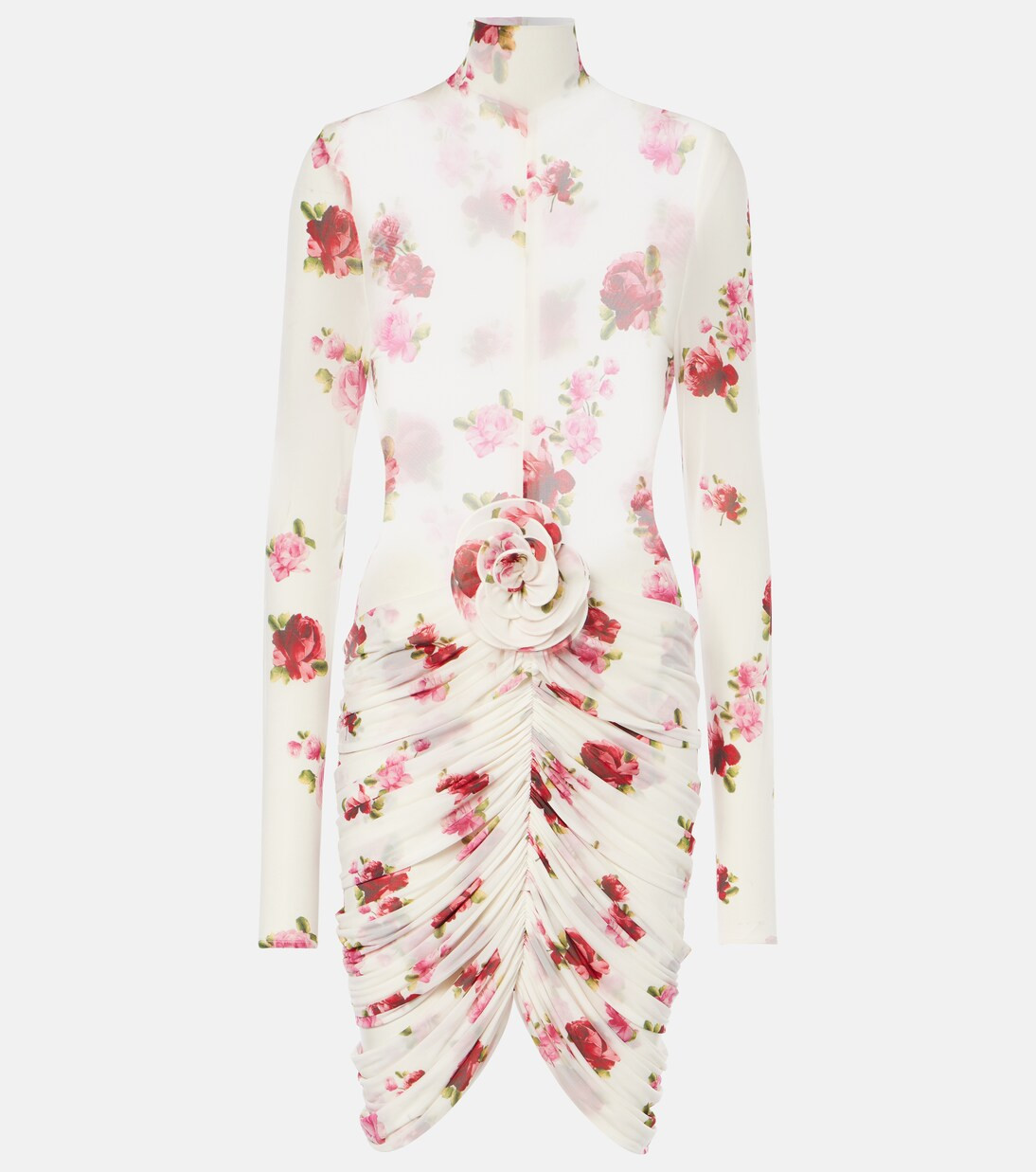 Floral-appliqué sheer jersey midi dress | Mytheresa (DACH)