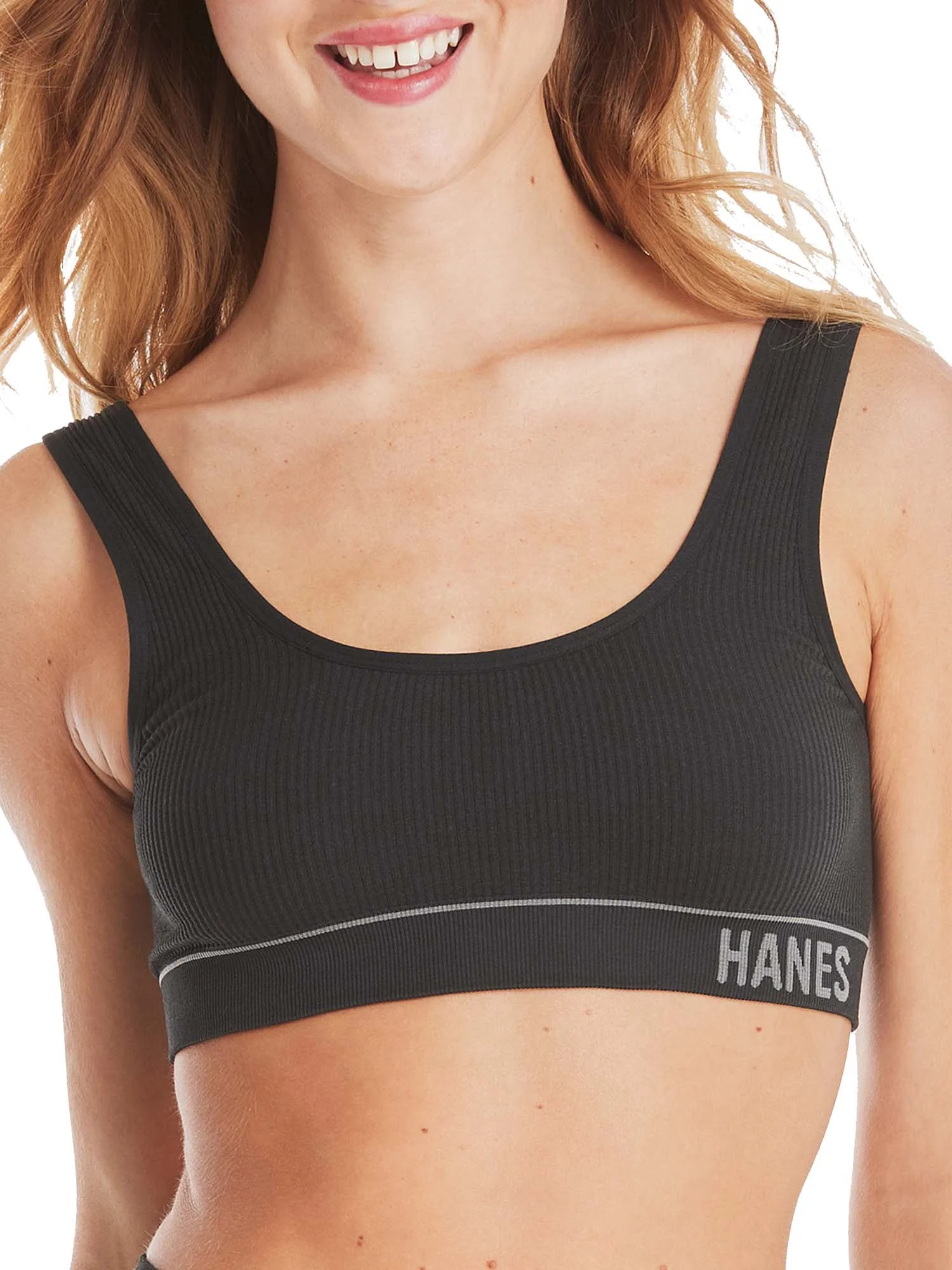 Hanes Classics Women's Seamless Retro Rib Scoop Crop Bra, Style MHB006 | Walmart (US)