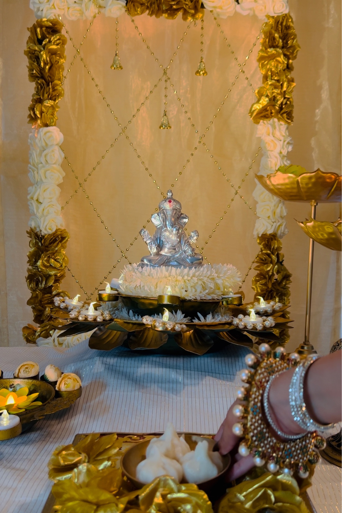 Easy Ganesh chaturthi setup! 
#ganpatidecoration #ganpatidecor2023 #ganpatibackdrop

#LTKHoliday #LTKSeasonal #LTKhome