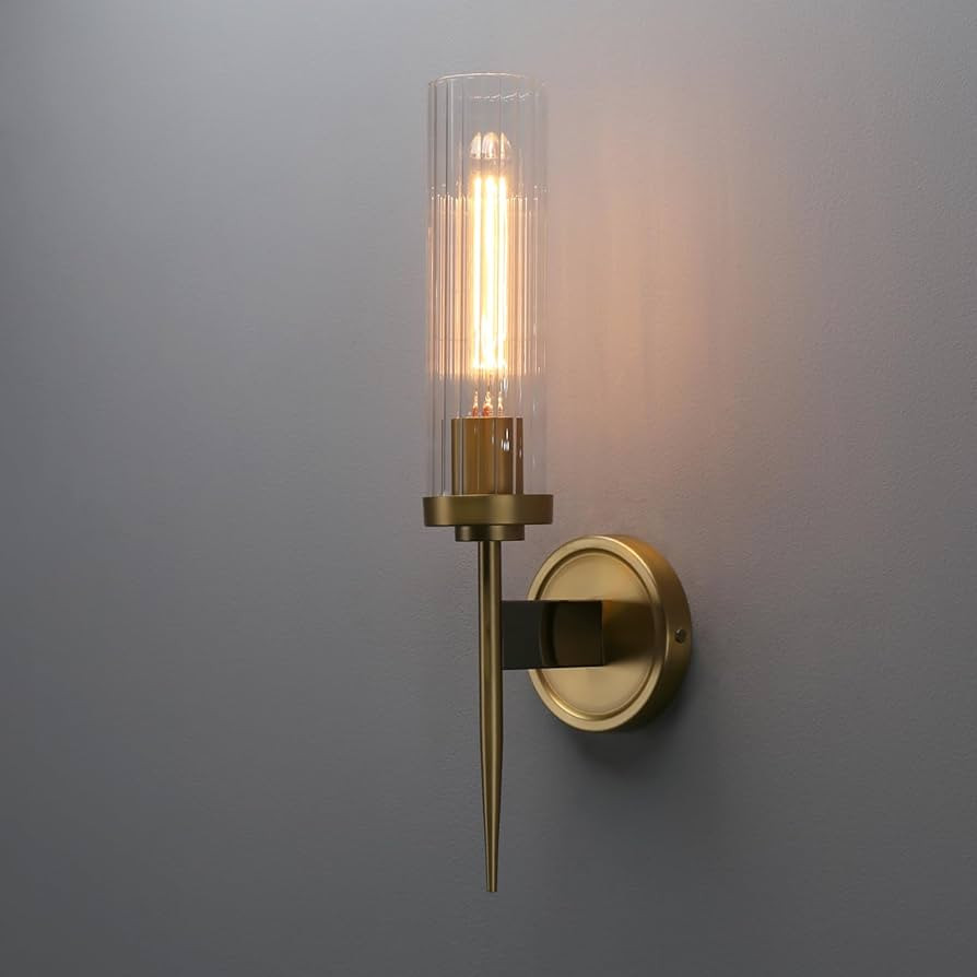 Phansthy Bathroom Vanity Light Antique Brass 1-Light Wall Sconce with 2.8 Inches Diameter Cylinde... | Amazon (US)
