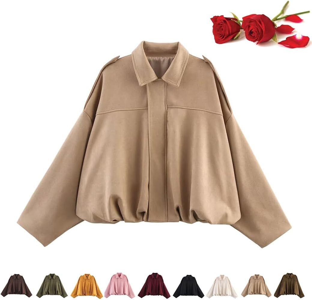 Women's Suede Bomber Jackets, Suede Jackets for Women 2025, Oversized Long Sleeves Trendy Streetw... | Amazon (CA)