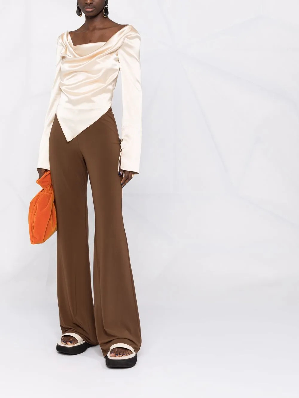 draped-front satin blouse | Farfetch Global