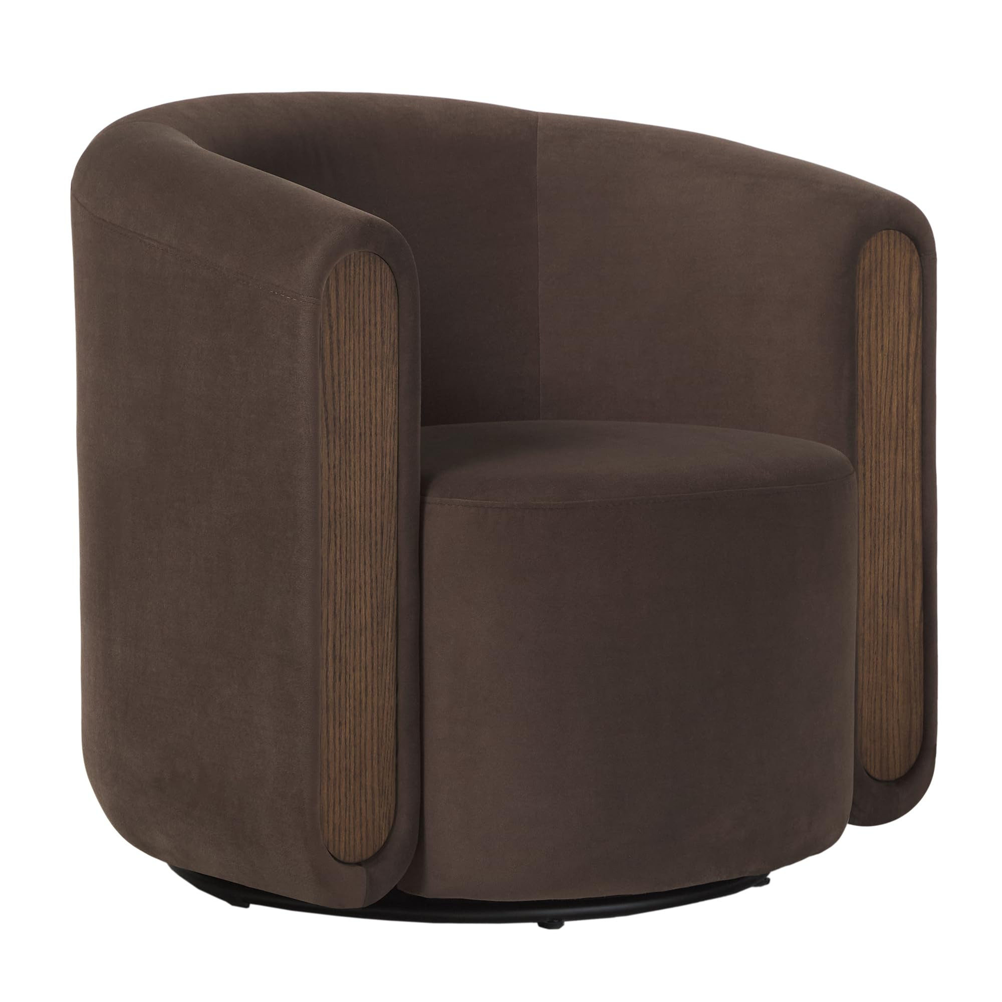 Walker Edison Chantelle Modern Contemporary Upholstered Swivel Barrel Chair, Café Noir | Amazon (US)
