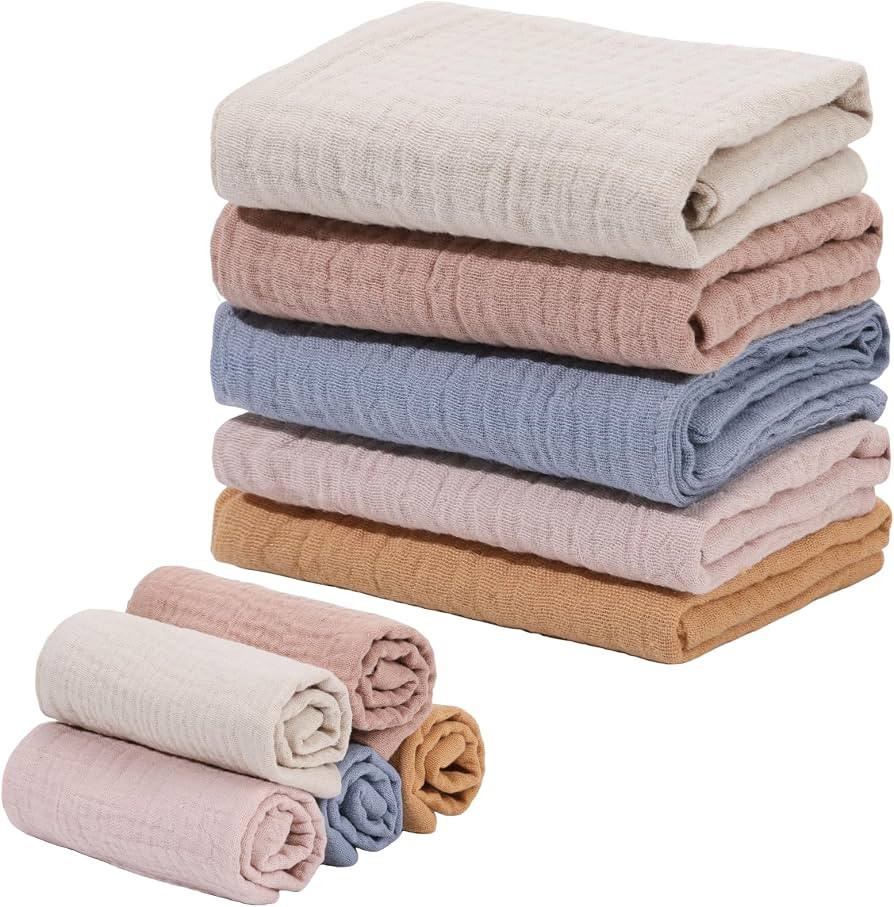 Meng Jiaran 5 Pack Baby Muslin Squares Baby Muslin Cloths Washcloths | Amazon (UK)