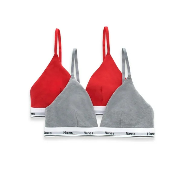 Hanes Originals Women's Triangle Bralette, Breathable Stretch Cotton, 2-Pack, Sytle MHO102 | Walmart (US)