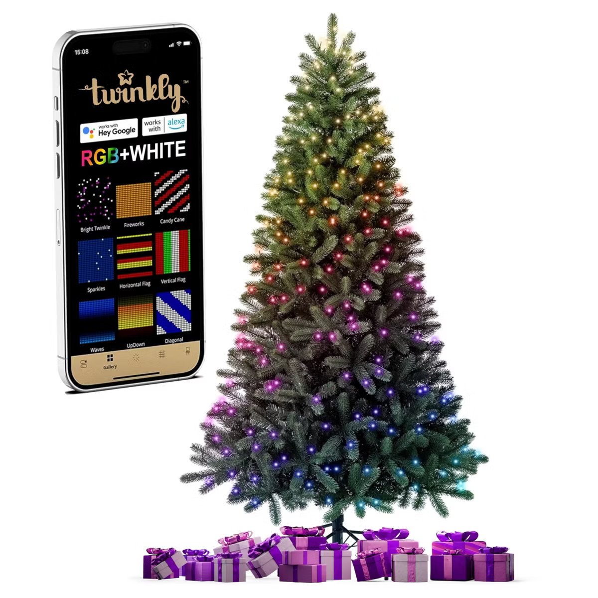 Twinkly Pre-Lit Christmas Tree - Artificial Regal Tree with RGB LED Lights - Prelit Christmas Tre... | Target