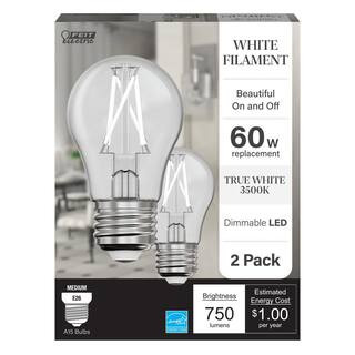 60-Watt Equivalent A15 Dimmable White Filament CEC Clear Glass E26 LED Ceiling Fan Light Bulb, Tr... | The Home Depot