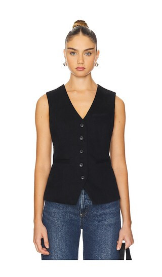 Jasmin Long Vest in Black | Revolve Clothing (Global)