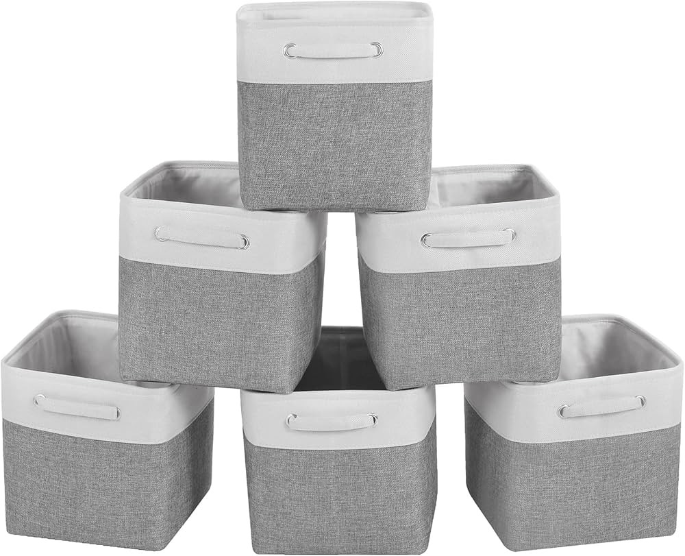 FinishingBo Cube Storage Bins 11” x 11" x 11” Cloth Baskets for Storage with Fabric Handles for Shel | Amazon (US)