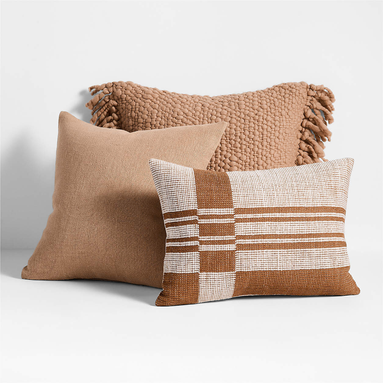 Relaxed Linen 20"x20" Sierra Tan Layering Throw Pillow Cover + Reviews | Crate & Barrel | Crate & Barrel