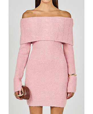Women's Off Shoulder Sweater Mini Dress | Macy's