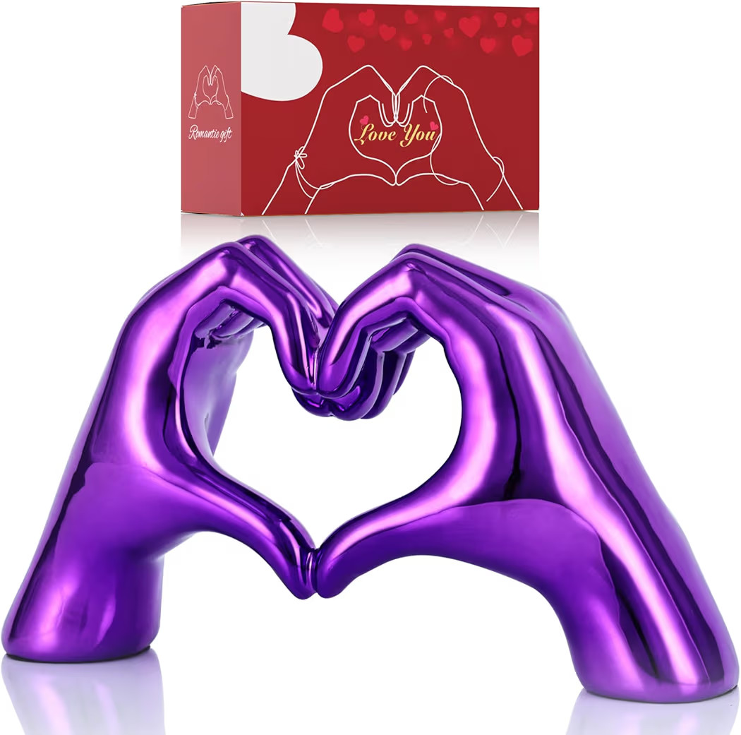 Purple Heart Hands Decor for Living Room Bedroom Bookshelf Coffe Table, Love Centerpieces Aesthet... | Amazon (US)