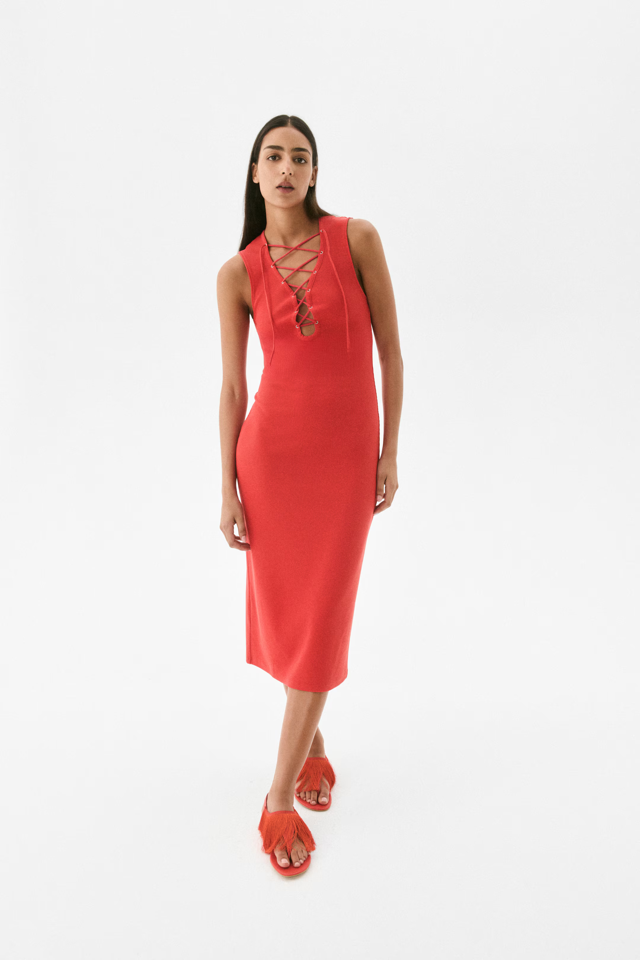 Ribbed lace-up dress | H&M (UK, MY, IN, SG, PH, TW, HK)