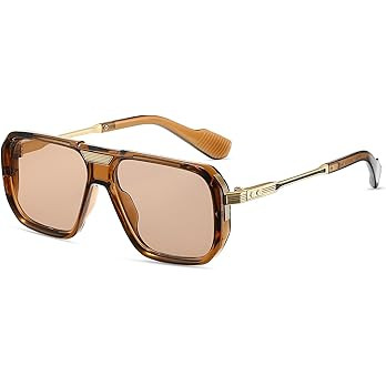 Vintage Retro Rectangle Sunglasses for Men Women 70s Square Sun Glasses Chunky Frame | Amazon (US)