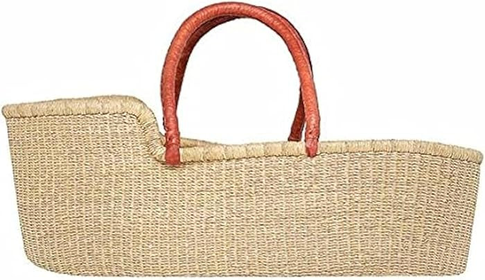 Large Organic Baby Moses Bassinet Handmade Toddler Bed with Brown Handles - Dye Free | Amazon (US)
