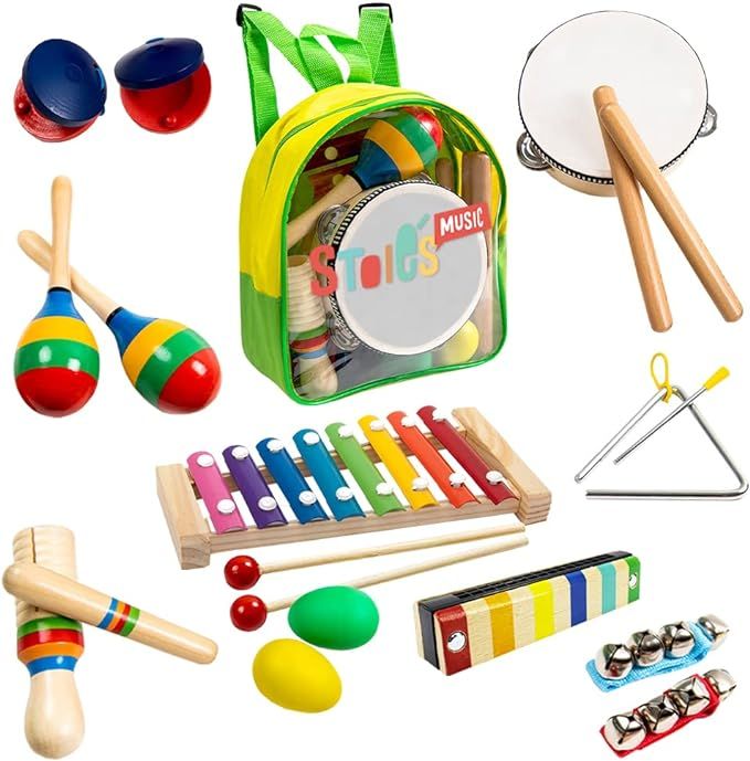 Amazon.com: Stoie's Kids Musical Instruments Set 19 pcs for Toddler Ages 3-5 - Baby Wooden Percus... | Amazon (US)