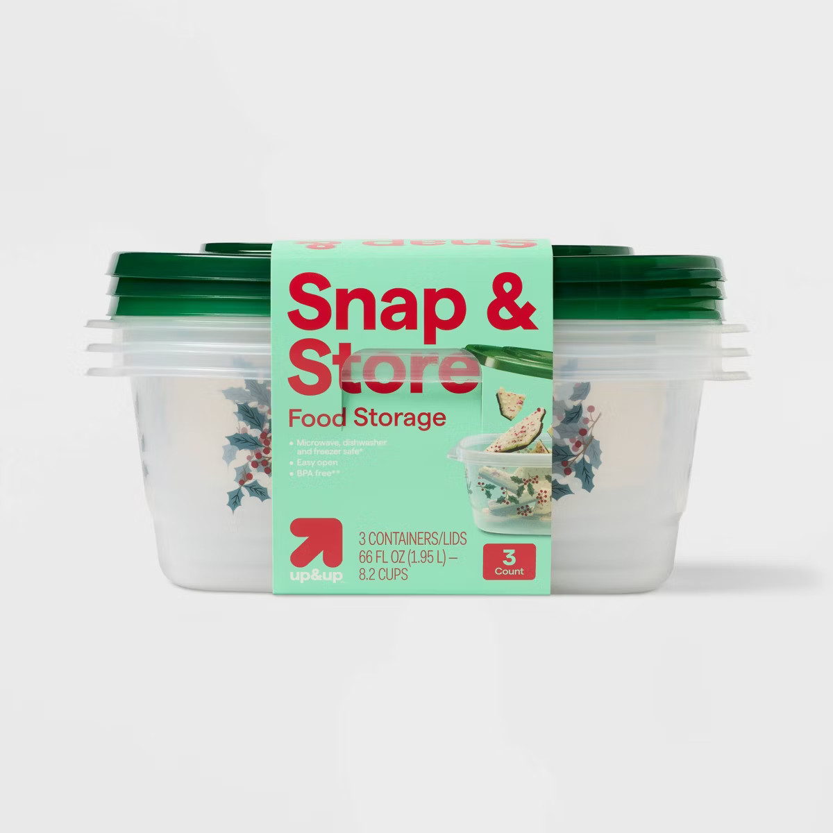Holiday Large Rectangle Food Storage Container - 66oz/3ct - up&up™ | Target