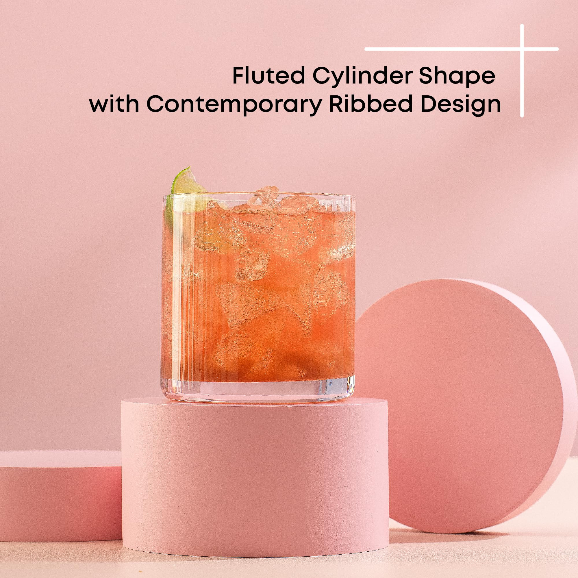 JoyJolt Elle 10oz Double Old Fashioned Whiskey Glasses - Set of 2, Lead-Free Glassware, Dishwashe... | Amazon (US)