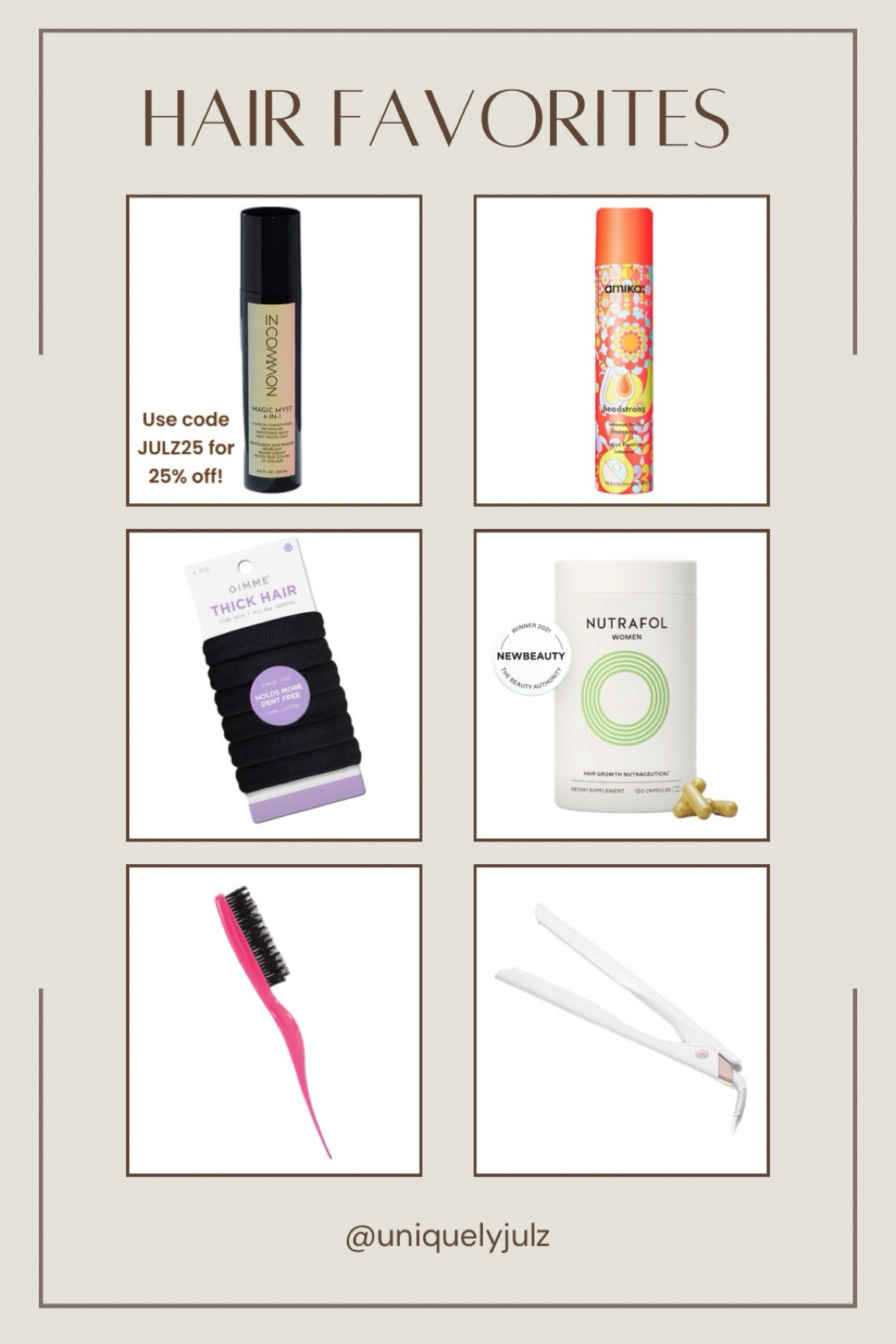 Current everyday hair favs

Hair straightener
Hairspray
Hair heat protector
Target beauty
Gimme beauty hair ties
Nutrafol



#LTKFindsUnder50 #LTKBeauty