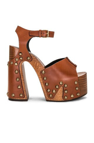 Saint Laurent Jota Platform Clog Sandal in Brown | FWRD 