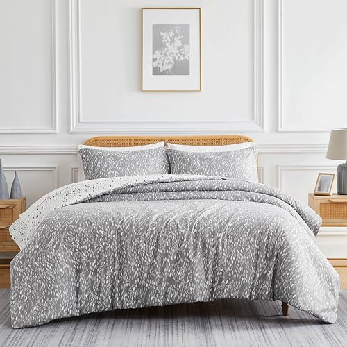 Queen Bed Comforter Set, Down Alternative Comforter Full w/ Shams, Grey | Amazon (US)
