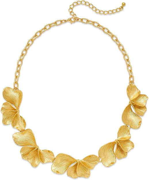 WOWORAMA Chunky Statement Necklace for Women Boho Vintage Flower Necklaces Trendy Sectored Floral... | Amazon (US)