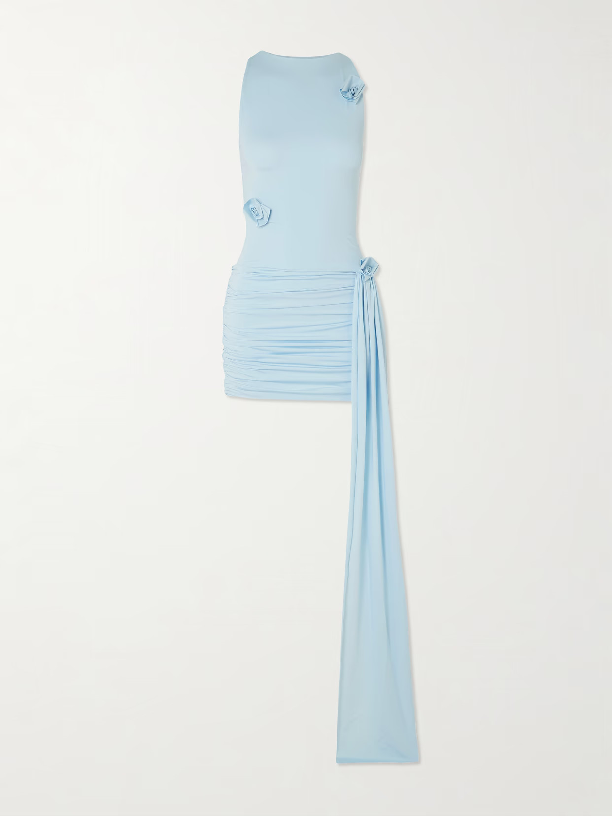 Maygel Coronel - Azahar Draped Appliquéd Stretch-jersey Mini Dress - Blue | NET-A-PORTER (UK & EU)