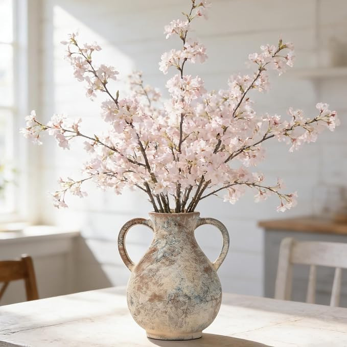MILÖNGA Ceramic Vase Raw Terracotta Vase for Centerpieces,Modern Farmhouse Rustic Vintage Flower... | Amazon (US)