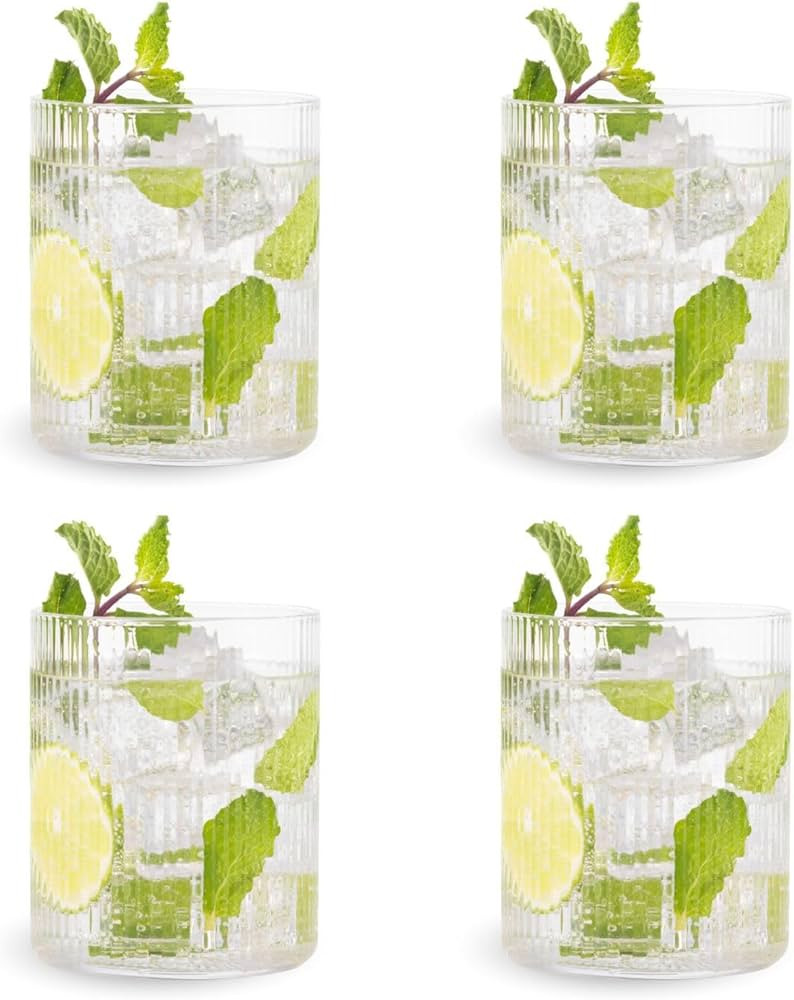 Ribbed Drinking Glasses Everyday Origami Style Glasses for Use as Cocktail Glasses Juice Glasses ... | Amazon (US)