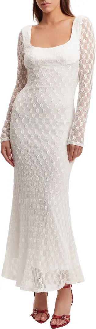Adoni Long Sleeve Lace Overlay Midi Dress | Nordstrom