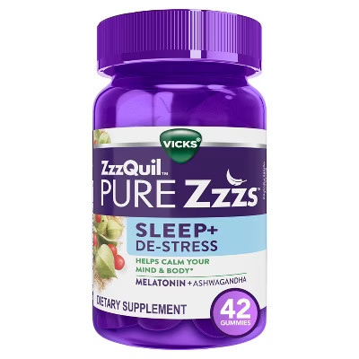 Pure Zzzs De-Stress & Sleep Melatonin + Ashwagandha Gummies - Blackberry Vanilla - 42ct | Target
